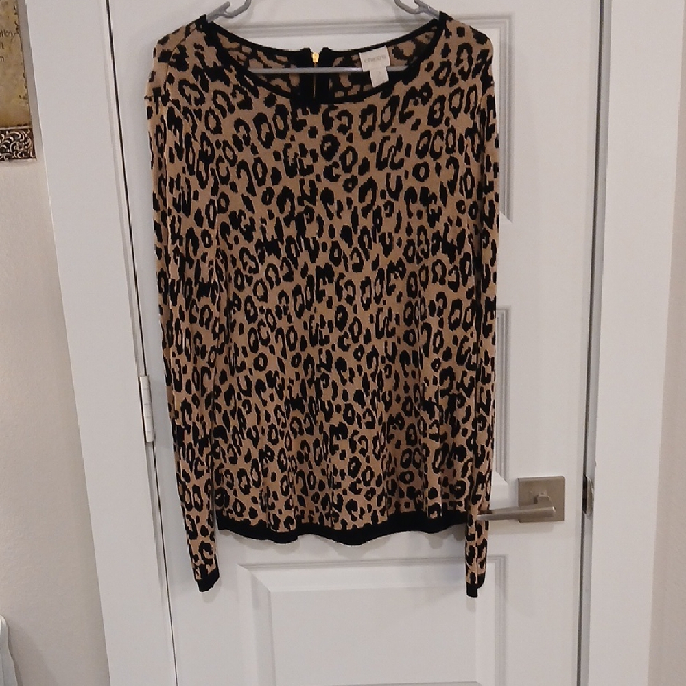 Chico's Leopard Print Blouse in Tan and Black